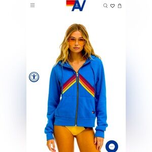 Aviator Nation Blue Zip Mountain Hoodie XS
